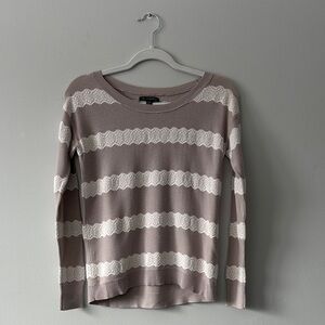 American Eagle Outfitters Light Purple/Gray and White Lace Sweater